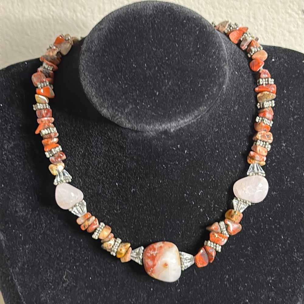 Gemstone Sunstone Chip-Bead Boho Toggle Closure N… - image 1